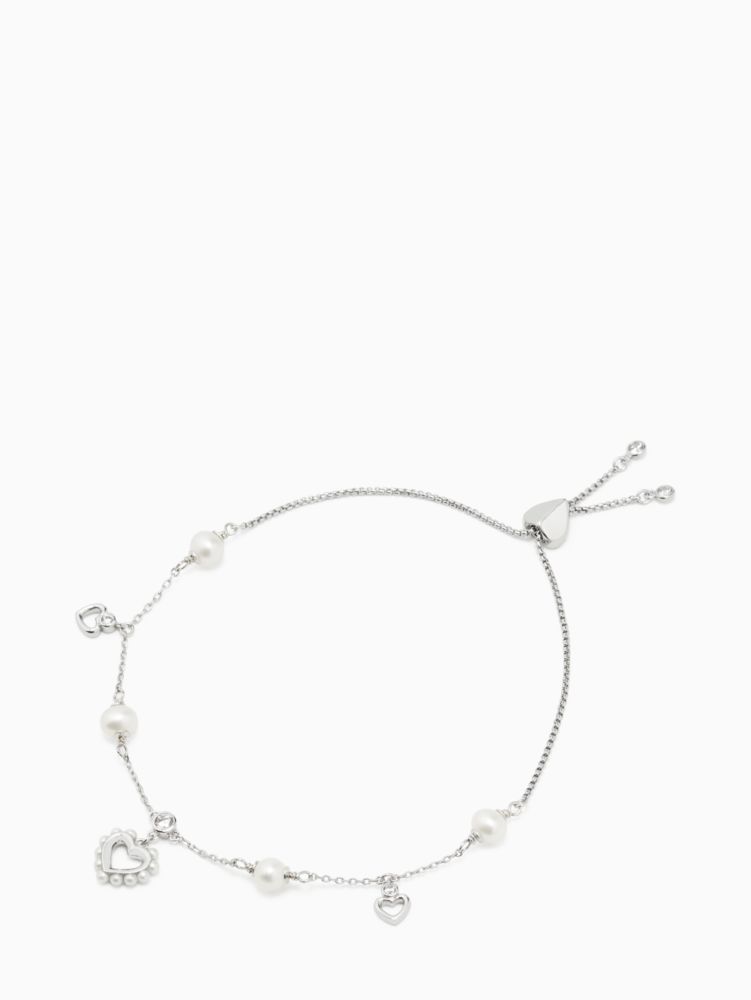 Kate Spade,Shining Spade Slider Bracelet,Cream/Silver