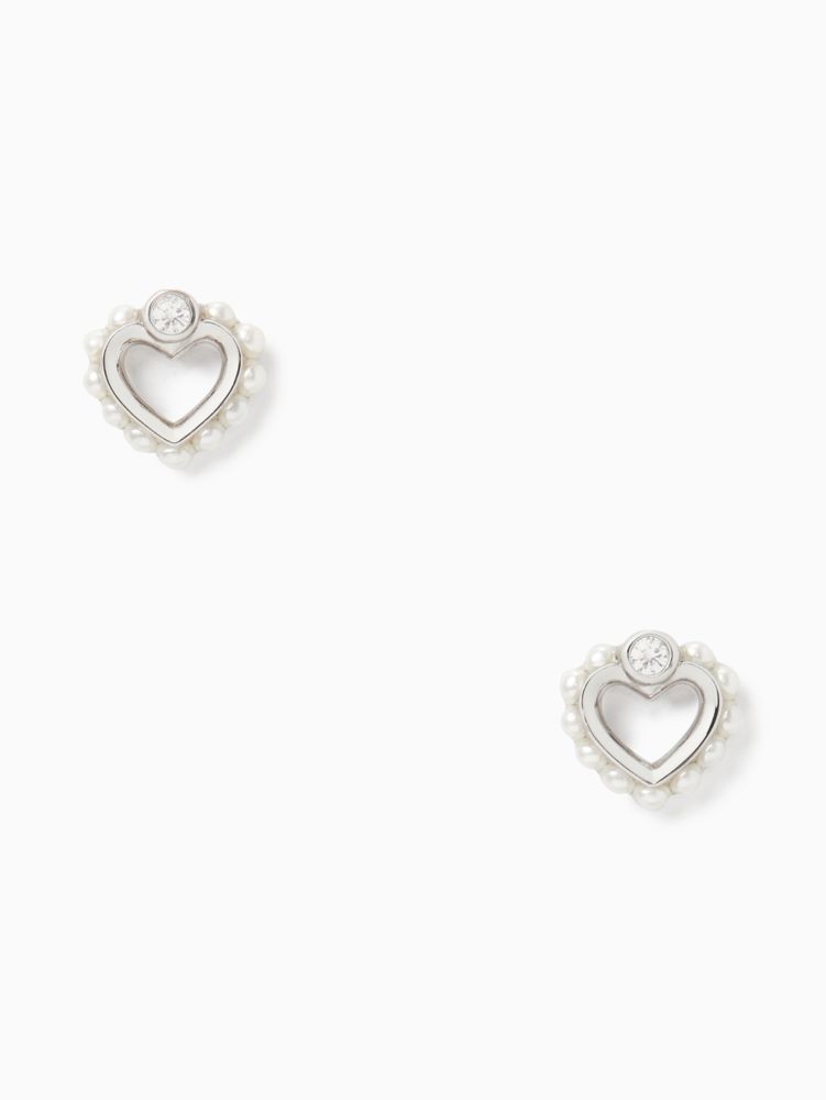 Kate Spade,Shining Spade Pearl Studs,Cream/Silver