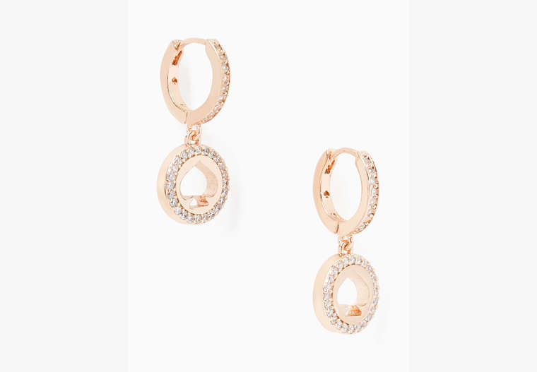 Kate Spade,Spot The Spade Pave Huggies,Clear/Rose Gold