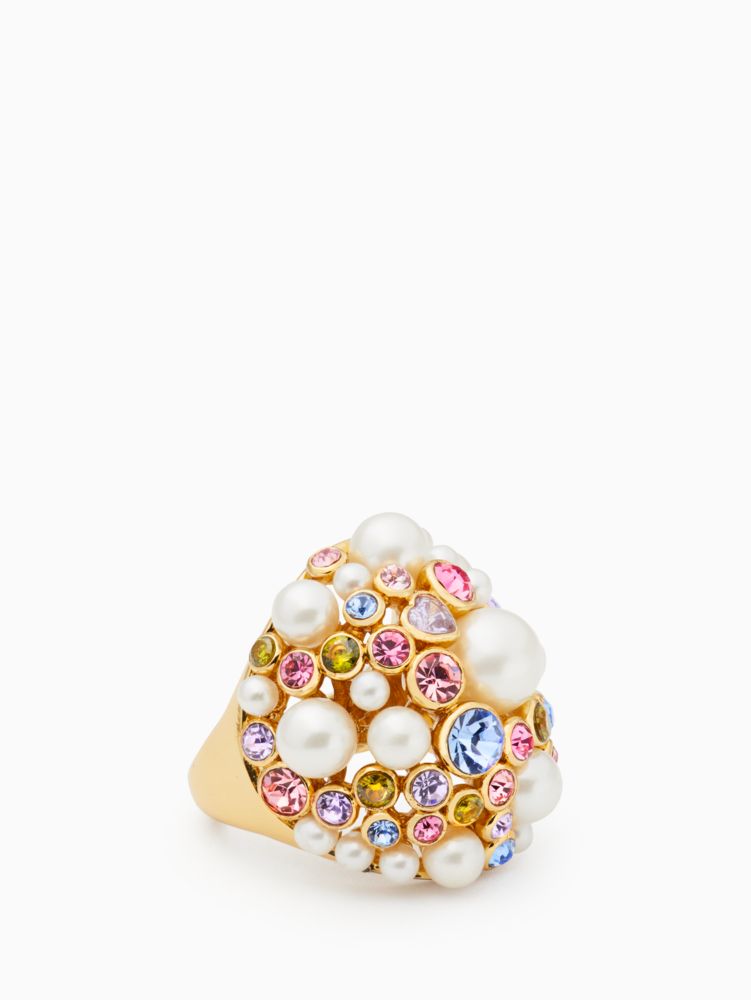 Kate Spade,pearl caviar statement ring,60%,Cream Multi