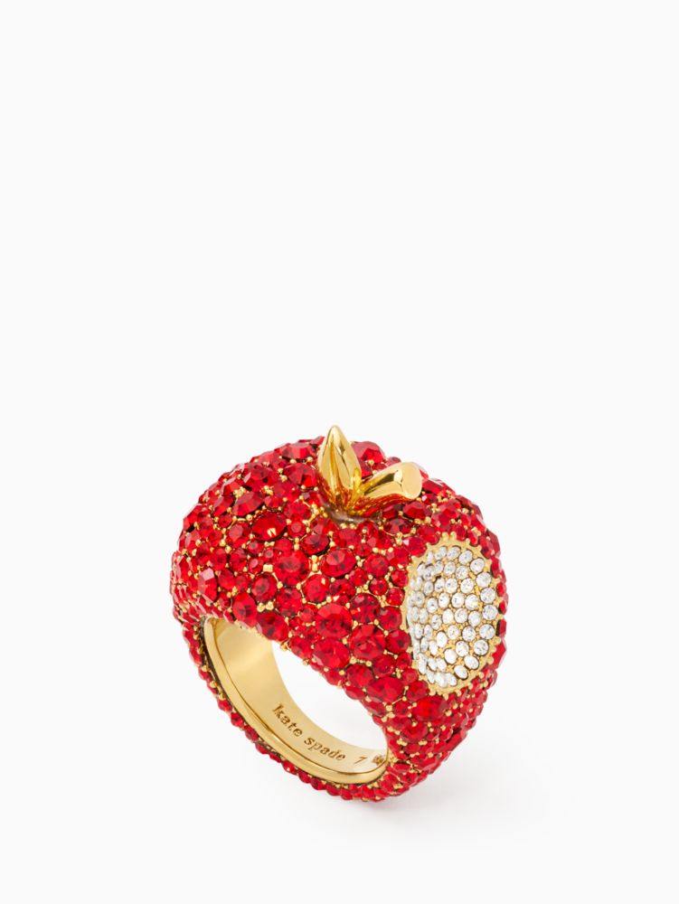 Kate Spade,apple of my eye pave cocktail ring,rings,Red Multi