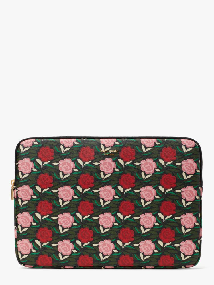 Kate Spade,Morgan Rose Garden Universal Laptop Sleeve,Black Multi