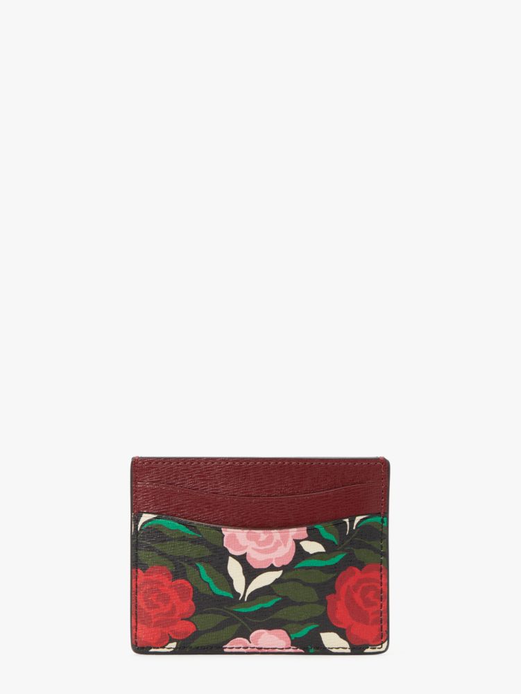 Kate Spade,Morgan Rose Garden Cardholder,Black Multi