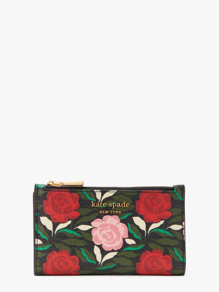  Kate Spade New York Morgan Rose Garden Printed Saffiano Leather  Coin Card Case Wristlet Black Multi One Size : Clothing, Shoes & Jewelry
