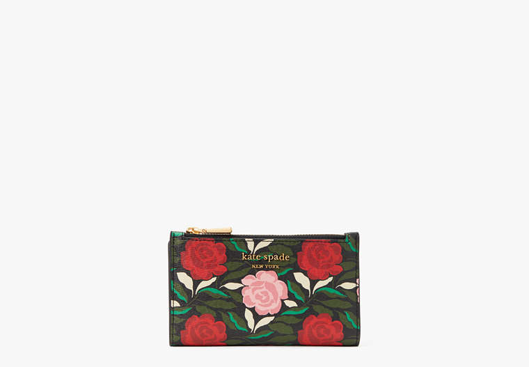 Kate Spade,Morgan Rose Garden Small Slim Bifold Wallet,