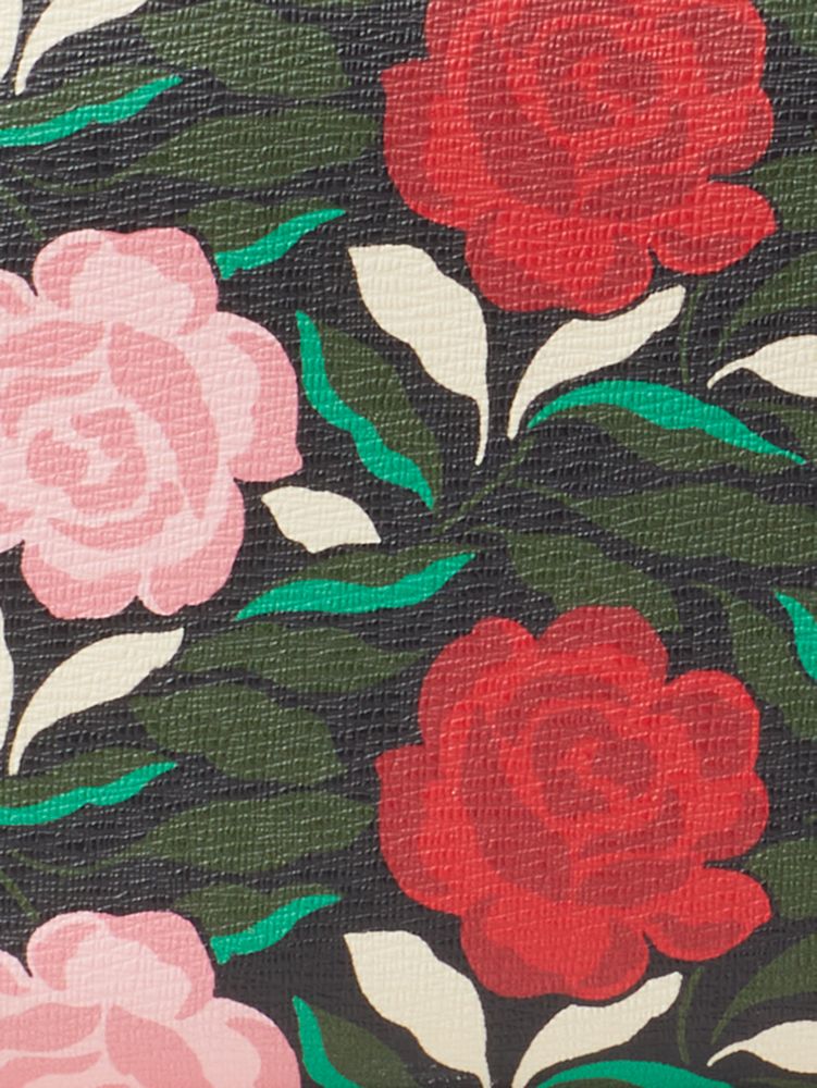  Kate Spade New York Morgan Rose Garden Printed Saffiano Leather  Zip Card Holder Black Multi One Size : 服裝，鞋子和珠寶