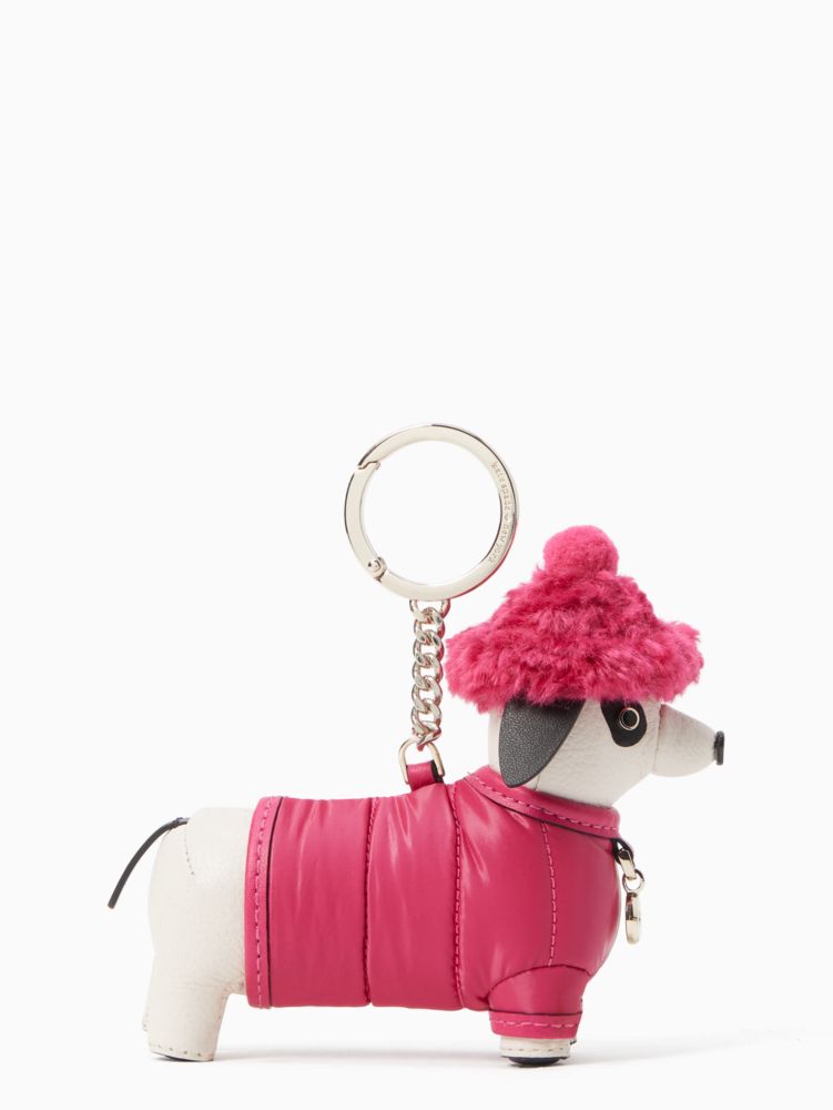 Kate Spade Festive Pink Claude Dachshund Dog Keychain Fob Bag Charm