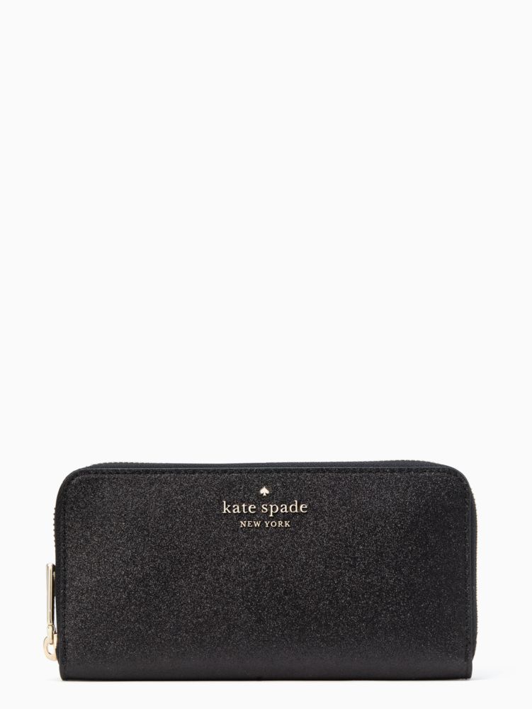 Kate Spade,ティンセル グリッター ファブリック ボックス ラージ コンチネンタル ウォレット,財布小物,ブラック