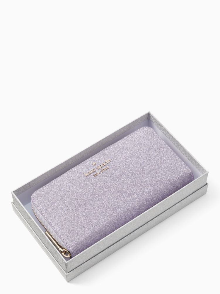 NEW Kate Spade Tinsel Lilac Frost Glitter Large Continental Wallet F9253 outlets $239