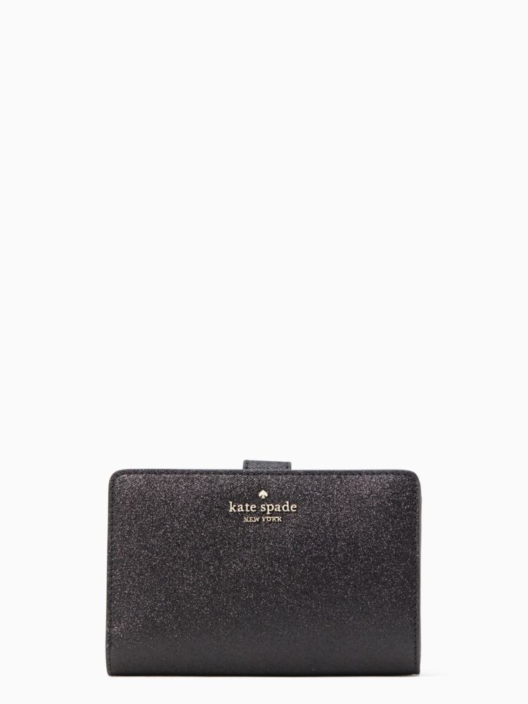 Kate Spade,tinsel boxed medium compartment bi fold wallet,60%,Black