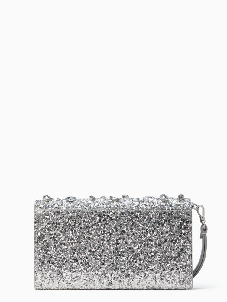 Kate Spade,tinsel jeweled phone wallet wristlet,Silver