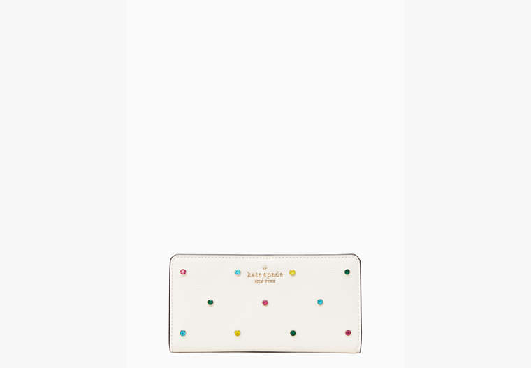 Kate Spade,darcy large slim bifold wallet,Cream Multi