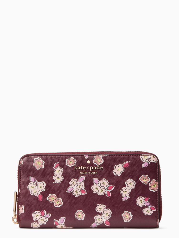 Kate Spade,tinsel boxed large continental wallet,60%,Deep Berry Multi