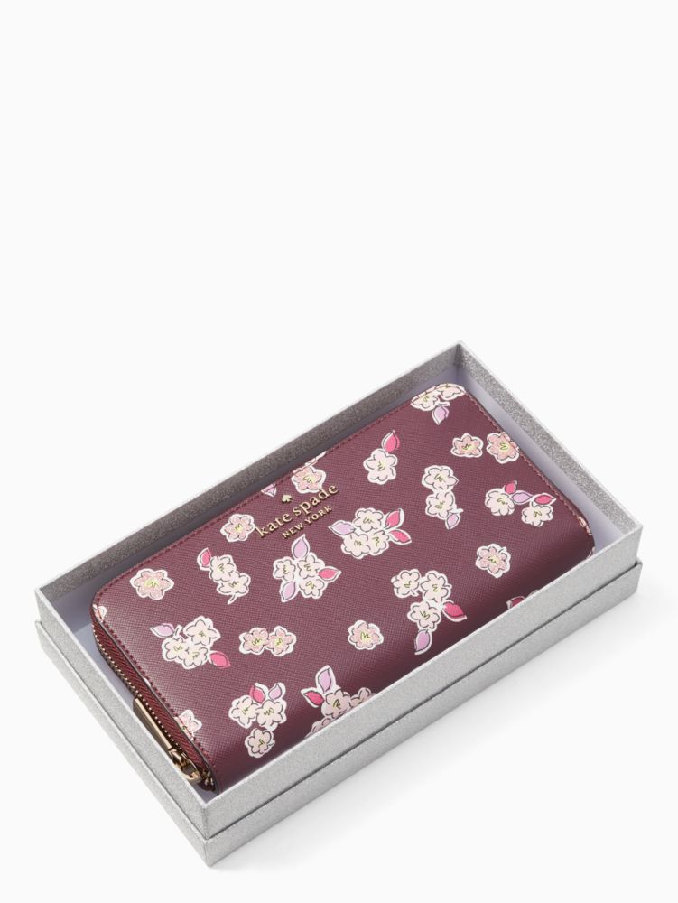 Kate Spade,tinsel boxed large continental wallet,60%,Deep Berry Multi