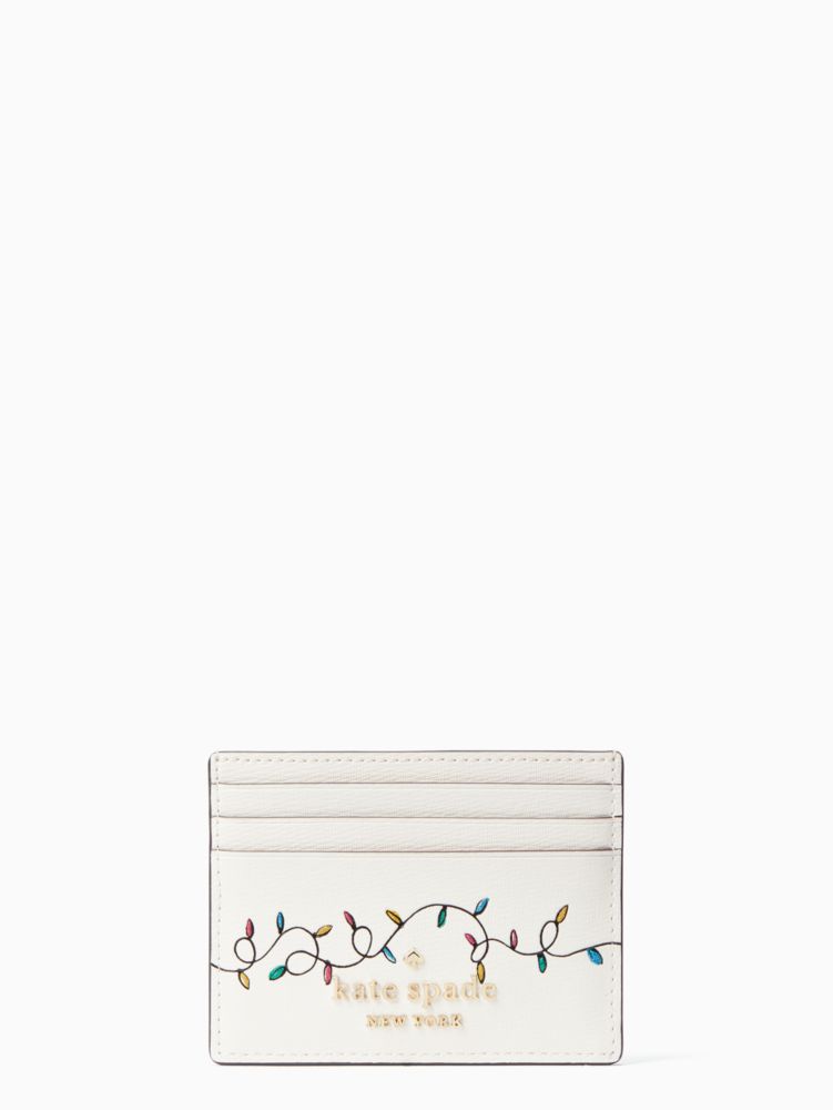 Kate Spade,claude small festive card holder,60%,Cream Multi