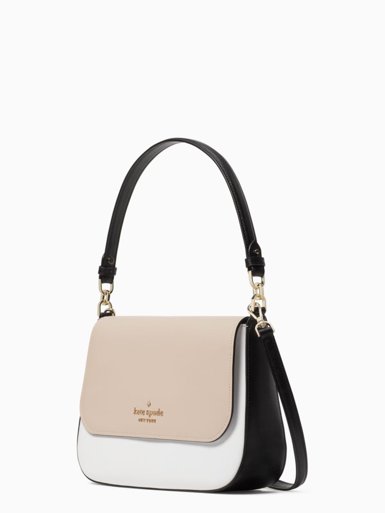 Kate Spade,ステイシー カラーブロック サフィアーノ レザー フラップ ショルダー バッグ,バッグ,ウォームベージュマルチ