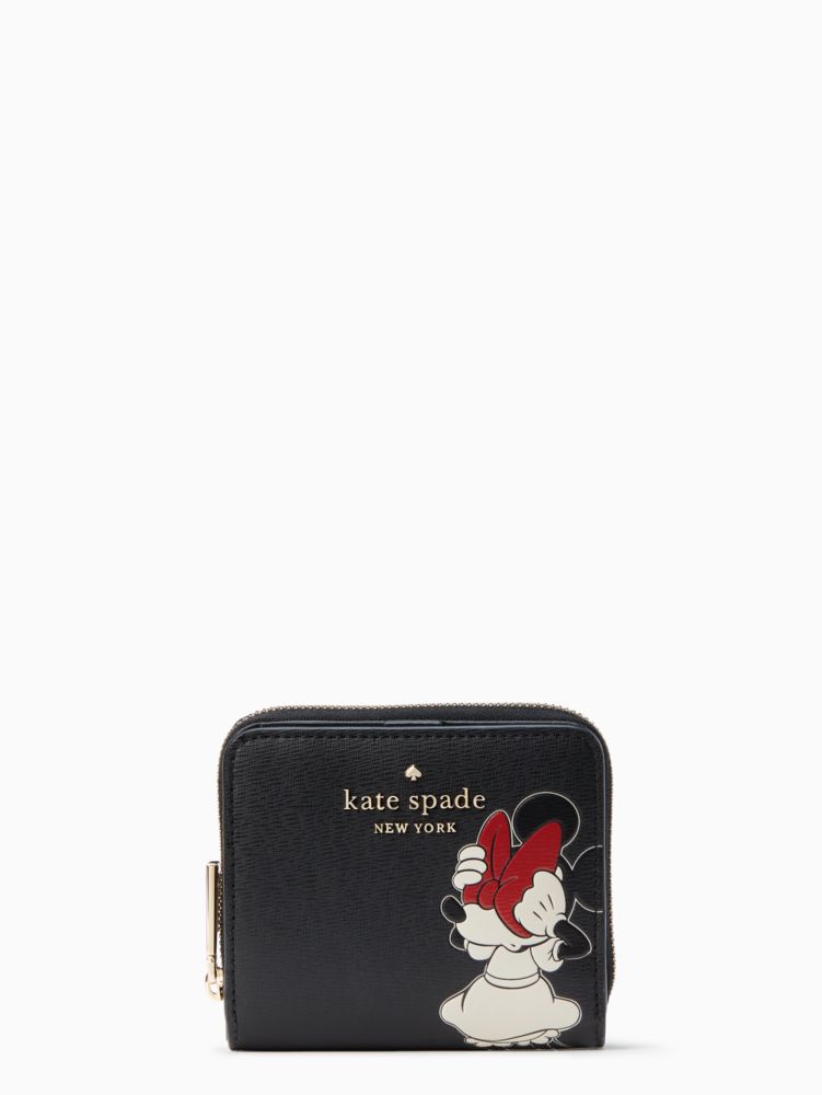 Kate Spade,disney x kate spade new york minnie mouse zip around wallet,Black Multi