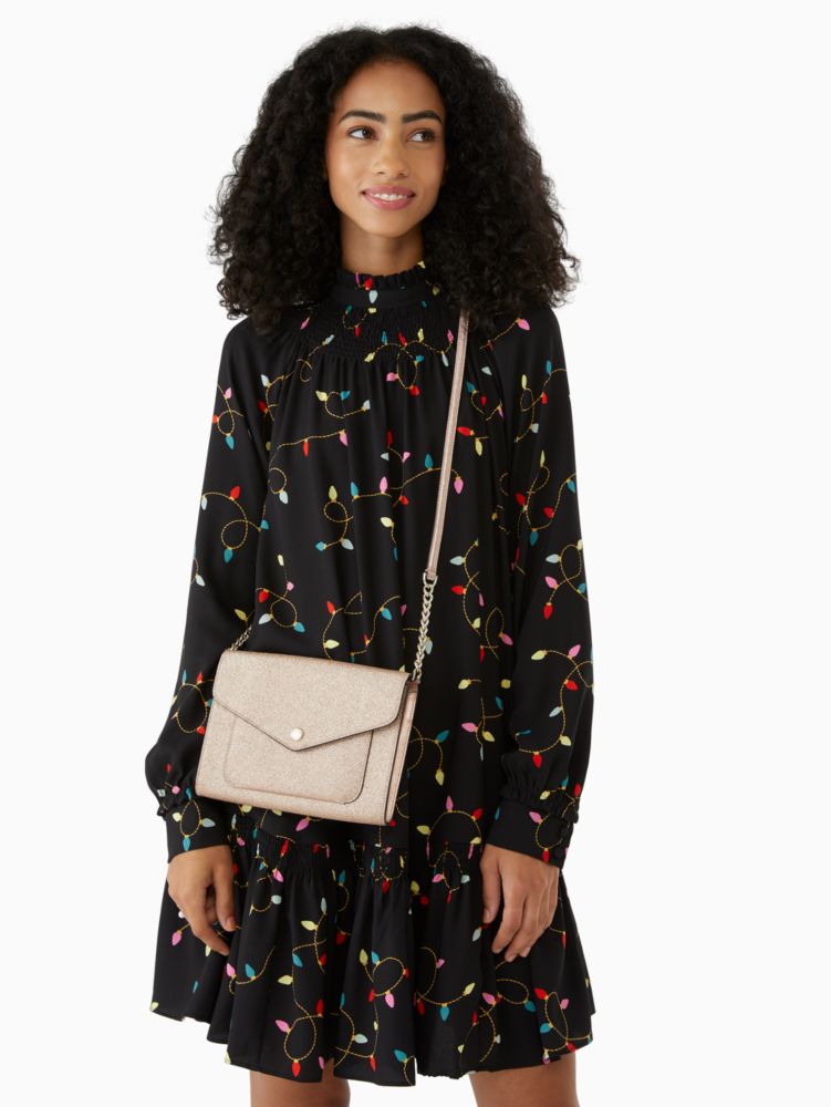 ショルダーバッグ・ポシェット KATE SPADE K9336 001 TINSEL GLITTER FABRIC FLAP CROSSBODY Kate Spade Tinsel Glitter Flap Crossbody Lilac Frost Purse