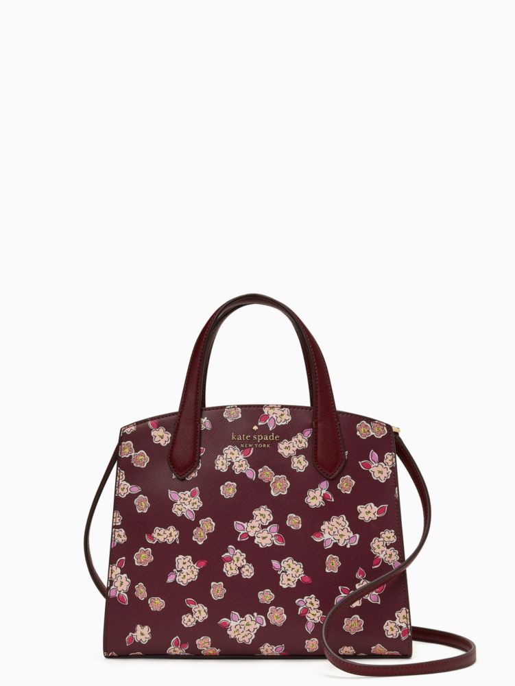 Kate spade tinsel satchel crossbody bag frosted floral deep berry multi