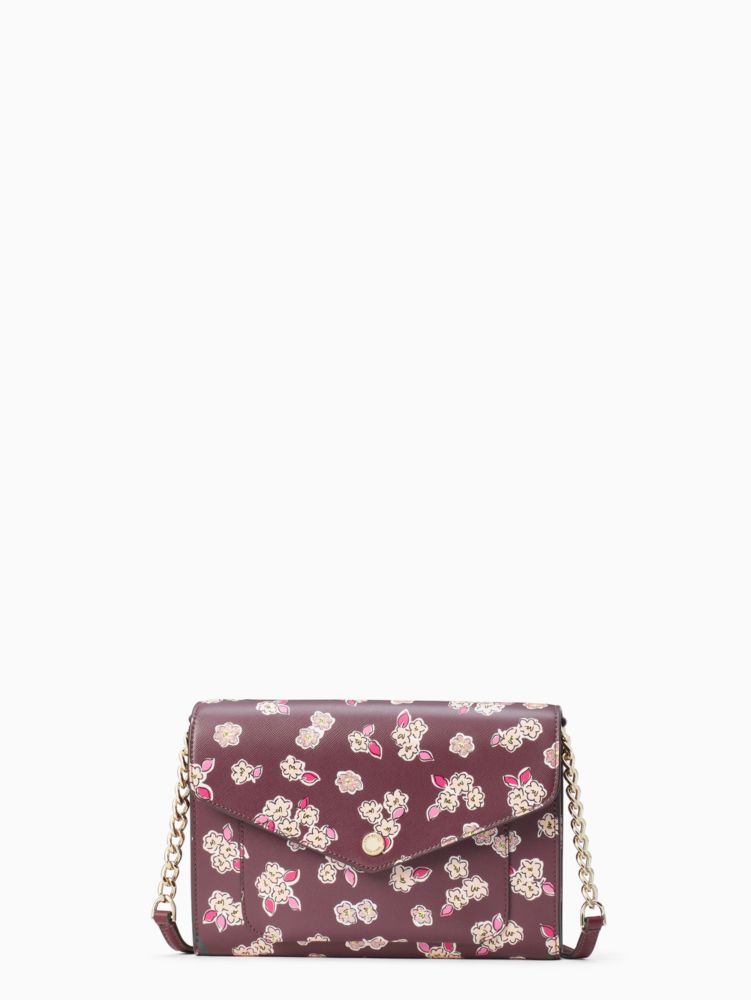 Kate Spade Tinsel Small Dome Crossbody Bag Deep Berry Floral