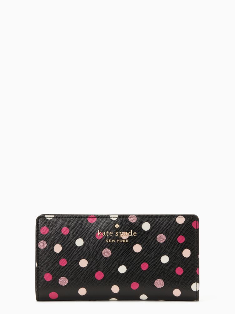 Kate Spade,ステイシー グリマー ドット プリント ラージ スリム バイフォールド ウォレット,財布小物,