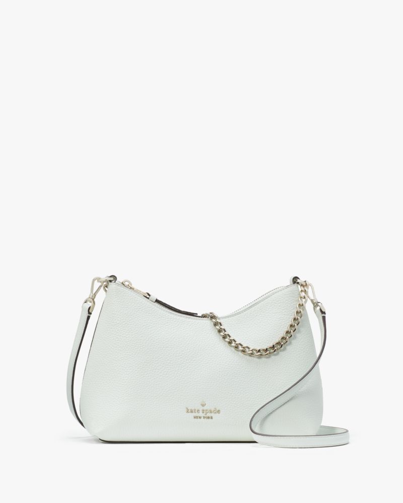 Kate Spade,Zippy Convertible Crossbody,Leather,Crossbody,Logo,Metal,Lined,Gold Metal,Casual,White