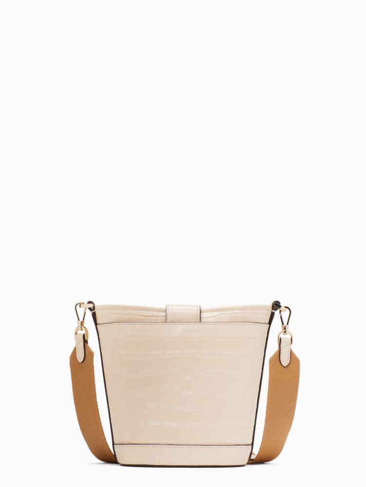 Audrey Medium Crocodile Embossed Leather Bucket Bag