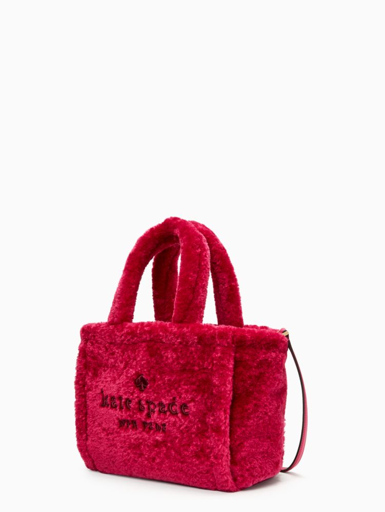 KATE SPADE LARGE ELLA FAUX SHEARLING TOTE IN PEACOCK NWT