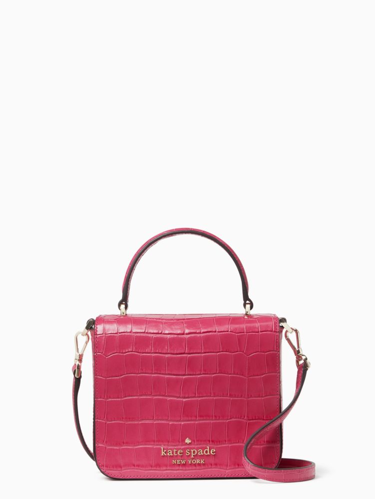 kate spade, Bags, Kate Spade Croc Embossed Small Staci Satchel In Festive  Pink