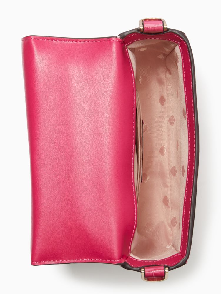 Kate Spade Croc Embossed Staci Square Crossbody Handbag In Festive Pink NWT
