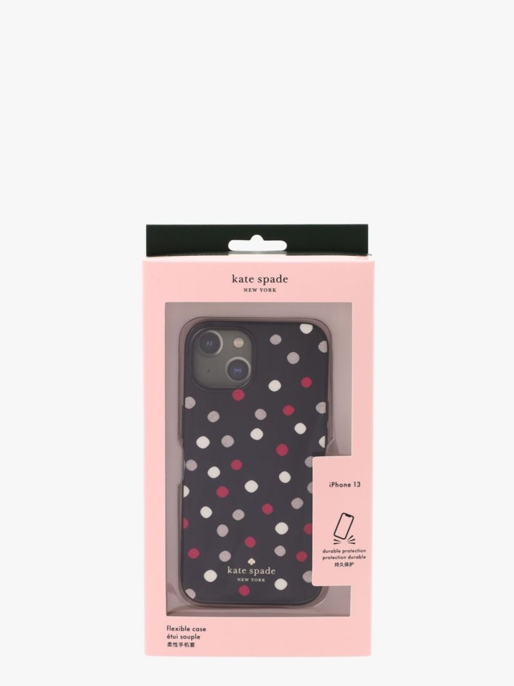 Kate Spade,Glimmer Dot Printed iPhone 13 Case,Black Multi