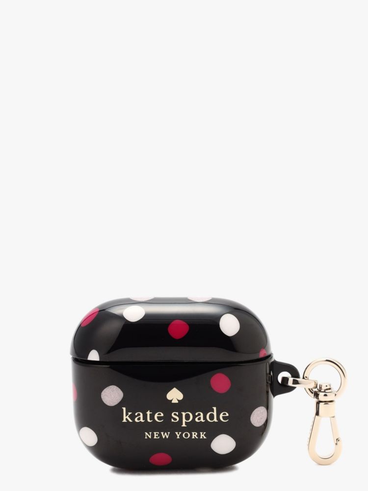 Kate Spade,Glimmer Dot Printed Airpod Gen 3 Case,Black Multi