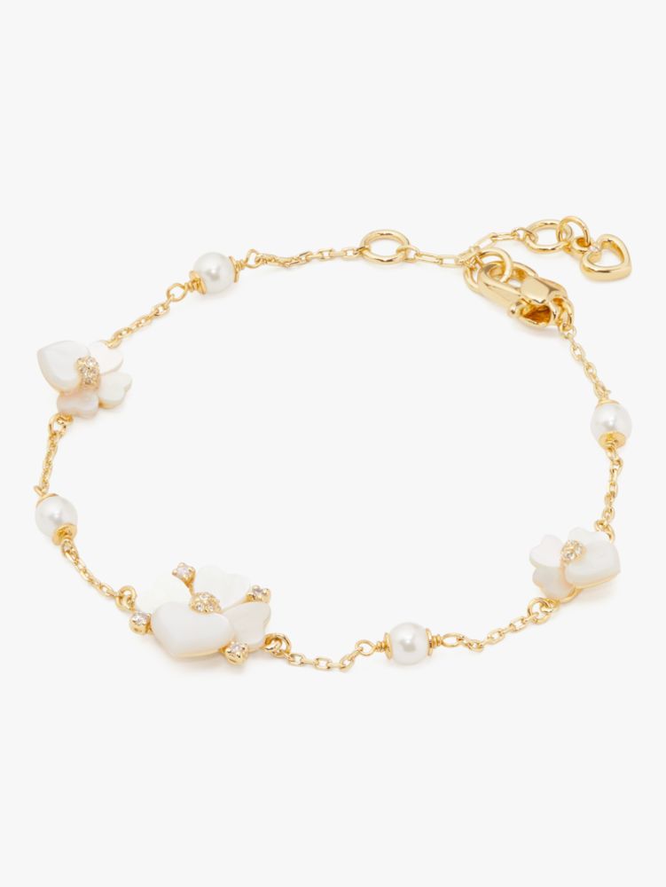 Kate Spade,Precious Pansy Scatter Bracelet,White Multi/Gold