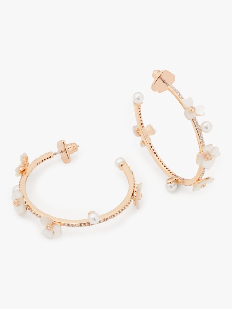 Kate Spade,Precious Pansy Scatter Hoops,White Multi