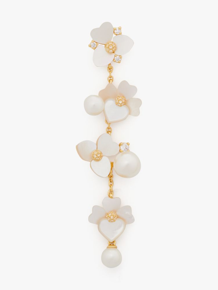 Kate Spade,Precious Pansy Statement Linear Earrings,White Multi/Gold