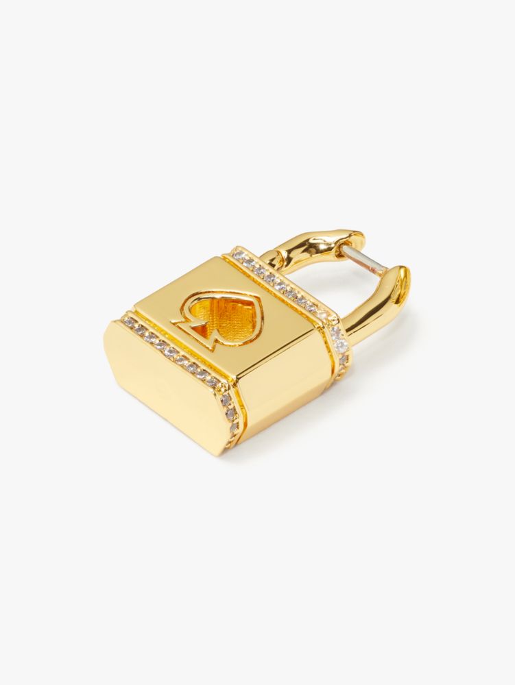 Lock And Spade Pavé Huggies, Gold, Product