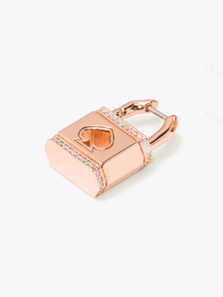 Lock And Spade Pavé Huggies, Rose Gold, Product