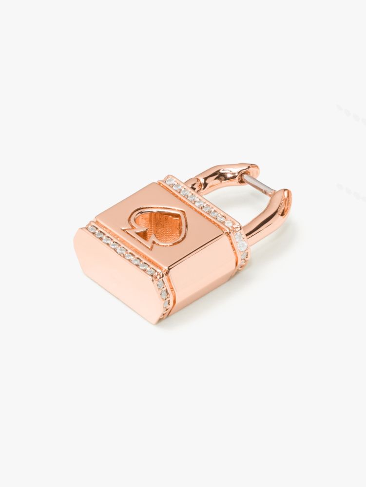 Kate Spade,Lock And Spade Pavé Huggies,Rose Gold