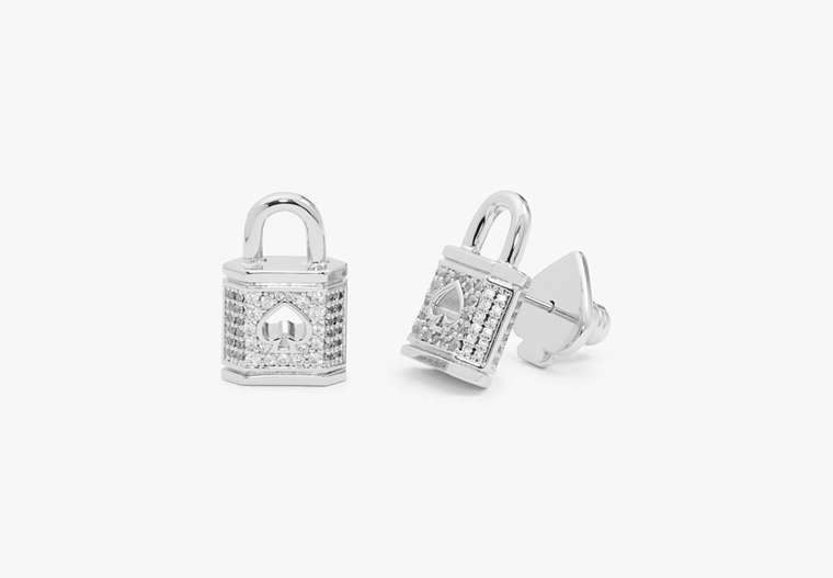 Lock And Spade Pavé Studs, Silver, Product image number 0