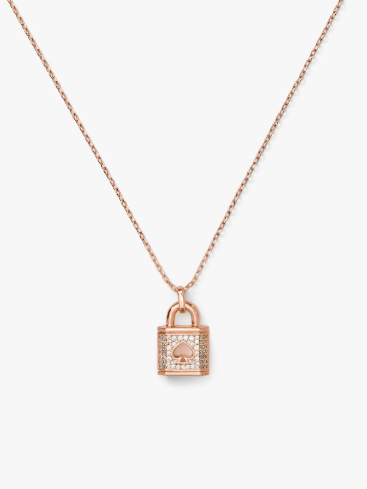 Kate Spade,Lock And Spade Pavé Mini Pendant,Rosegold