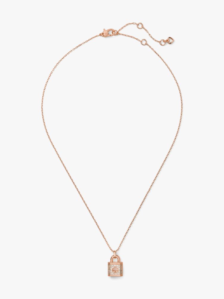 Kate Spade,Lock And Spade Pavé Mini Pendant,Rosegold