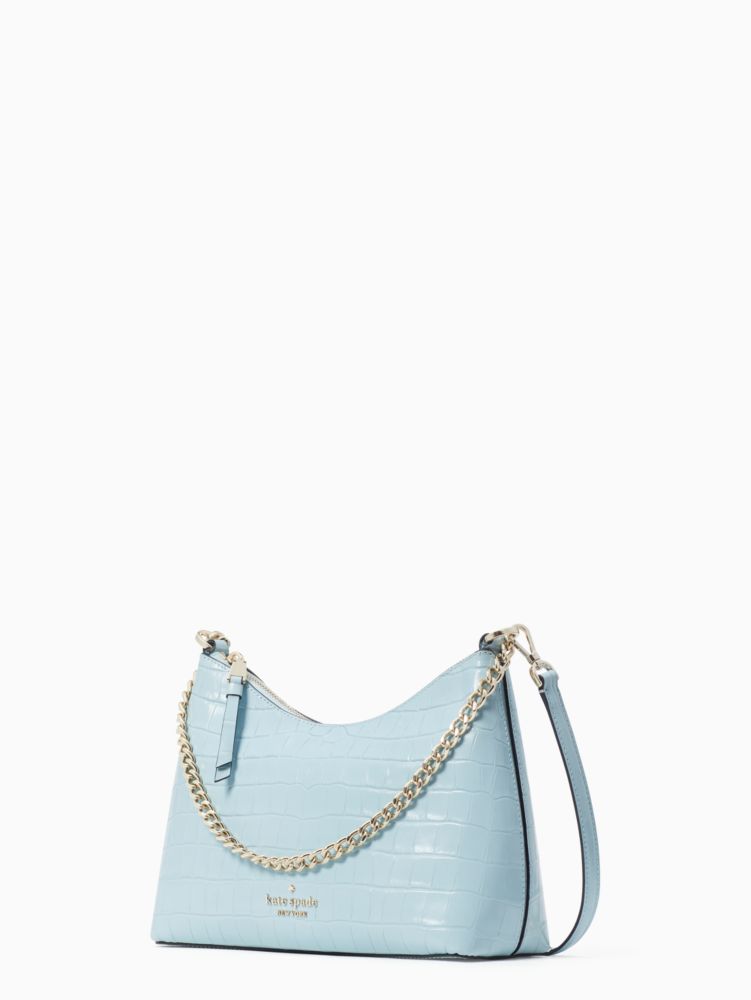 Kate Spade,Zippy Croc Embossed Convertible Crossbody,Frosty Sky