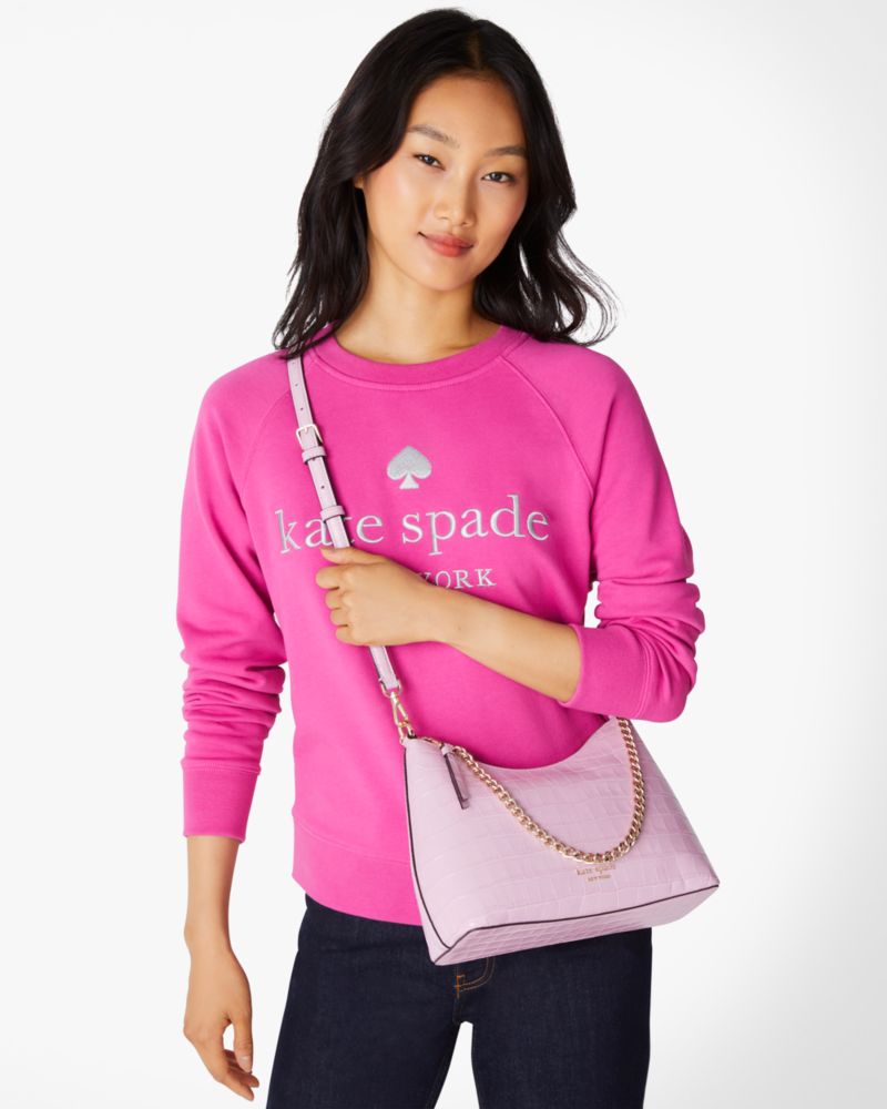 Kate Spade,ジッピー クロコ エンボス レザー コンバーチブル クロスボディ,バッグ,クオーツピンク