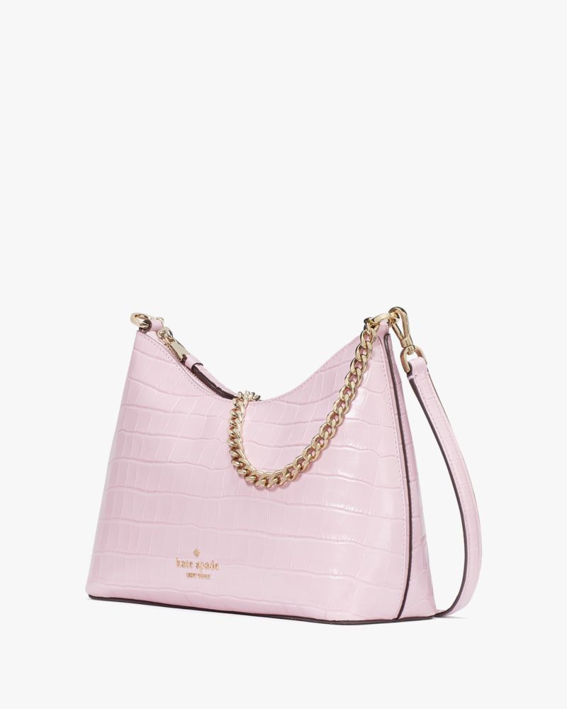 Kate Spade,Zippy Croc Embossed Convertible Crossbody,Quartz Pink