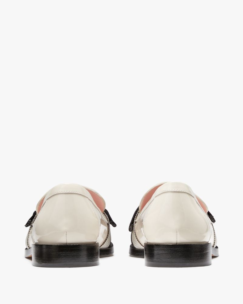 Kate Spade,Leandra Loafers,Leather,Lining Leather,Loafer,Bow,Mixed Media,Logo,Shoe Straps,Stripe,Day Party,Cream