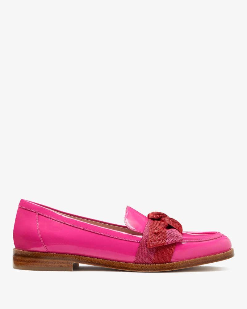 Kate Spade,Leandra Loafers,Leather,Lining Leather,Loafer,Flats,Bow,Stripe,Day Party,Fuchsia