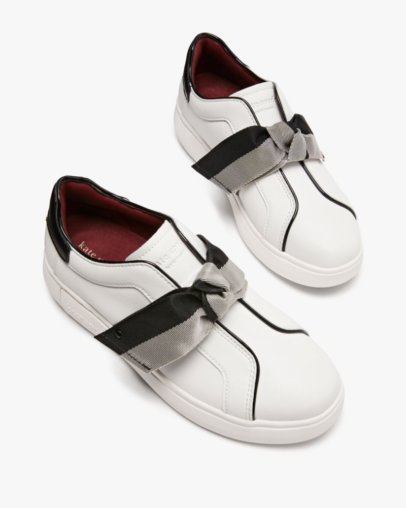 Kate Spade,Lexi Sneakers,Lining Cotton,Leather,Lining Twill,Casual,Piping,Bow,Day Party,White