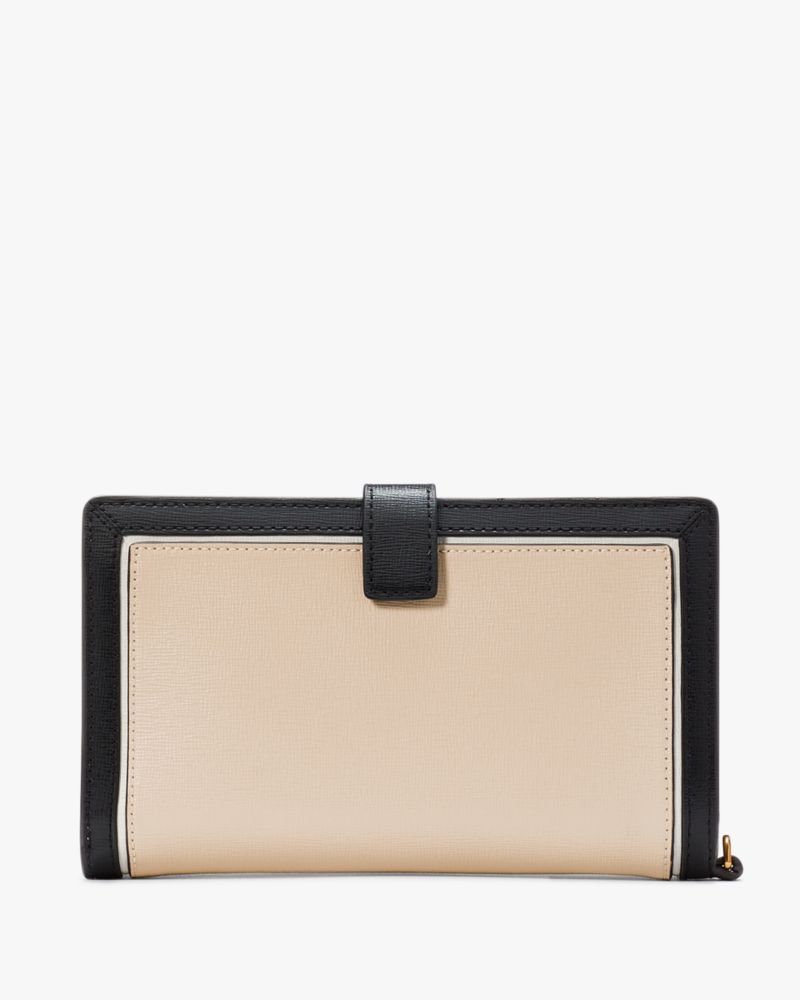 Kate Spade,Morgan Colorblocked Phone Wallet,Leather,Wristlet,Bi Fold,Logo,Metal,Piping,Scratch Resistant,Casual,