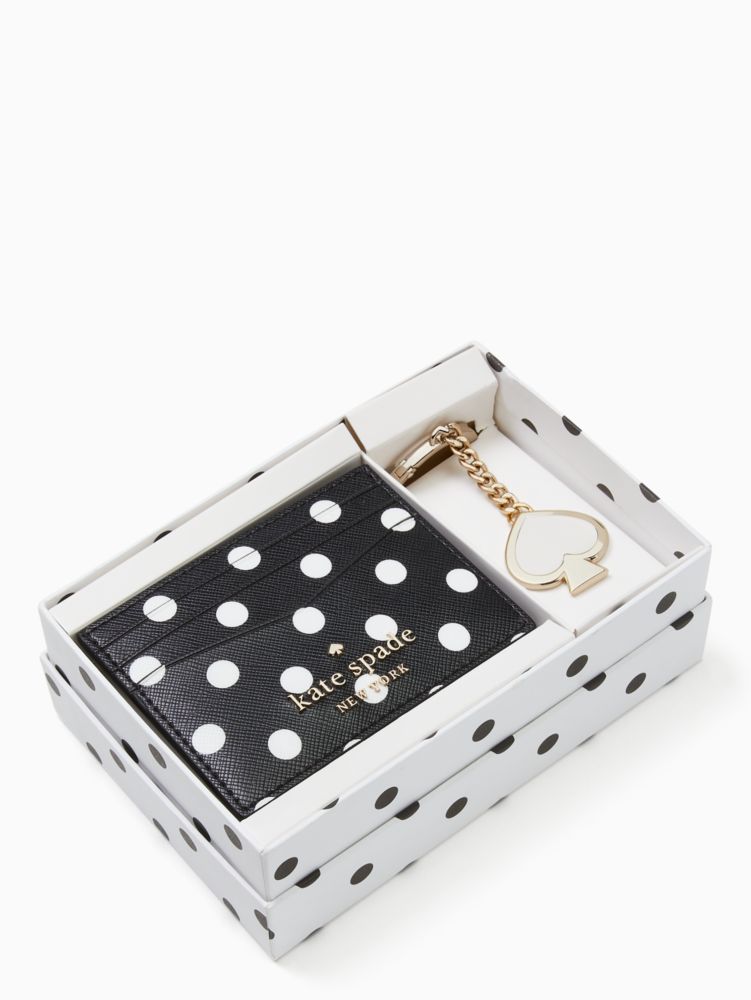 Kate Spade,Cheers Boxed Card Holder,Black Multi