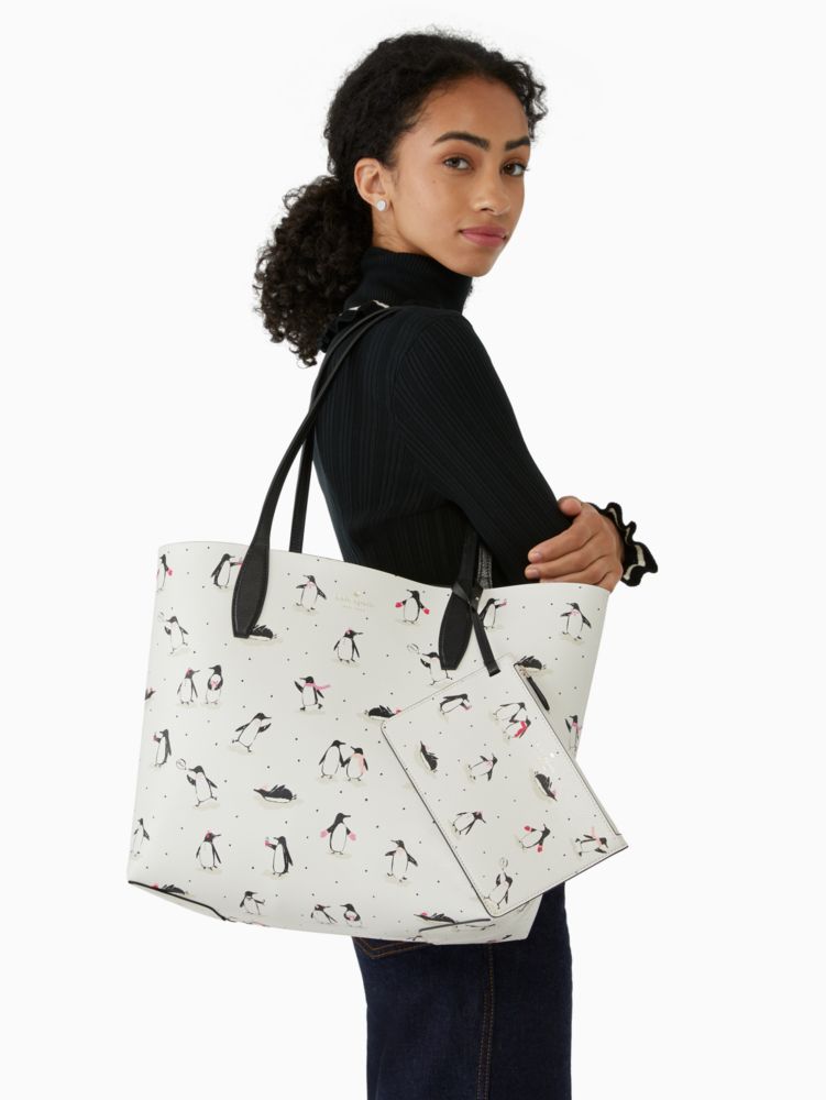  Kate Spade New York Arctic Friends Penguin Large Reversible  Tote Bag Handbag : Clothing, Shoes & Jewelry